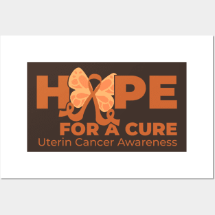 Hope For A Cure Butterfly - Uterine Cancer Awareness Posters and Art